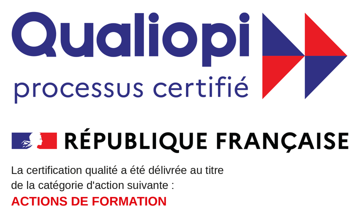 Qualiopi processus certifié, République française. La certification qualité a été délivrée au titre de la catégorie d'action suivante : actions de formation